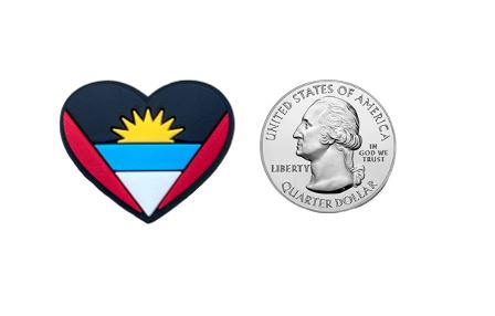Antigua Flag Heart Shoe Charm Shoe Charm Antigua