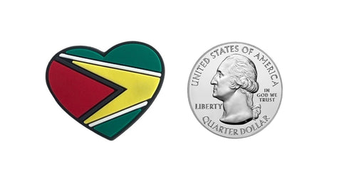 Guyana Flag Heart Clip Charm Shoe Charm Guyana