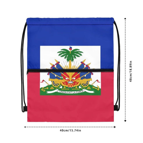 Haiti Drawstring Zipper Bag Backpacks Haiti Standard