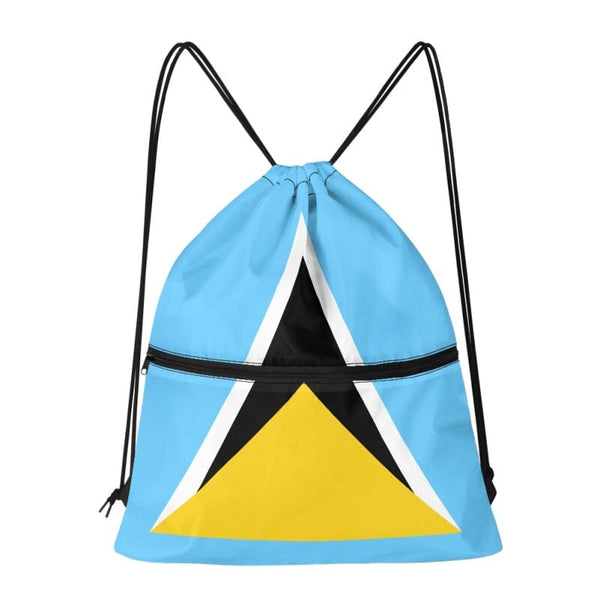 Saint Lucia Drawstring Zipper Bag Backpacks Saint Lucia