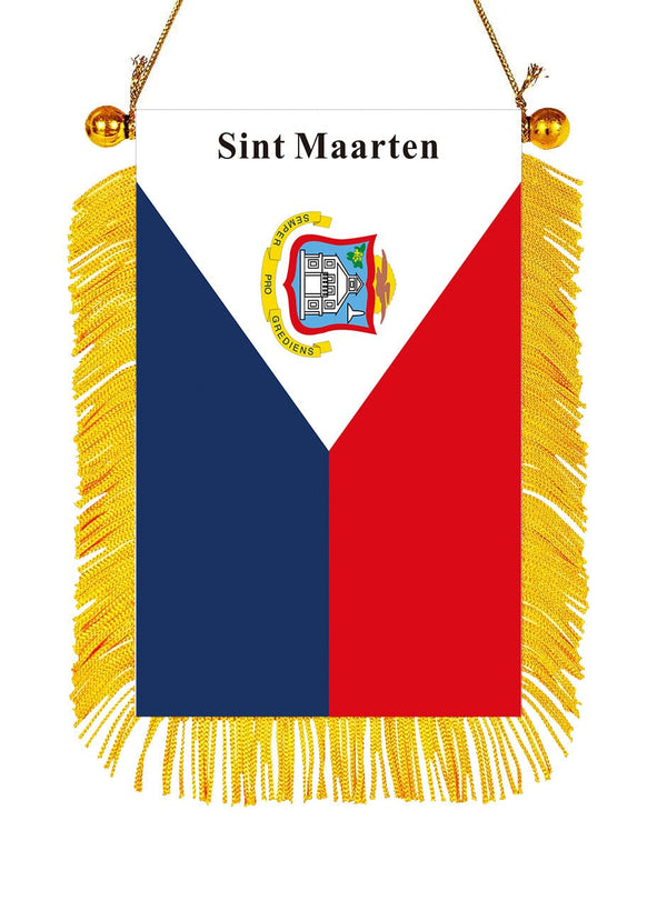 Sint Maarten Rearview Mirror Flag Vehicle Rear View Mirror Ornaments Sint Maarten 1 PC