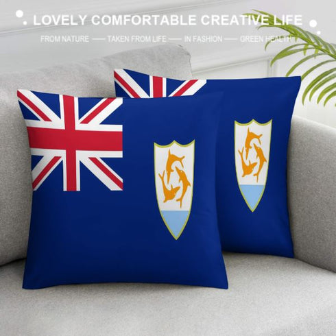 Anguilla Flag Throw Pillow - CaribeHeart Anguilla