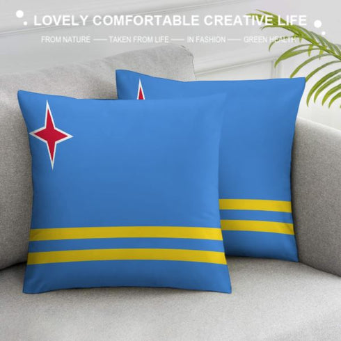 Aruba Flag Throw Pillow - CaribeHeart Aruba