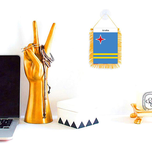 Aruba Rearview Mirror Flag - CaribeHeart Aruba
