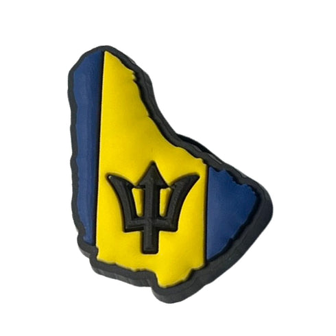 Barbados Flag Map Shoe Charm - CaribeHeart Barbados