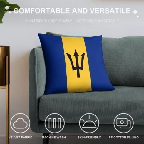 Barbados Flag Throw Pillow - CaribeHeart Barbados