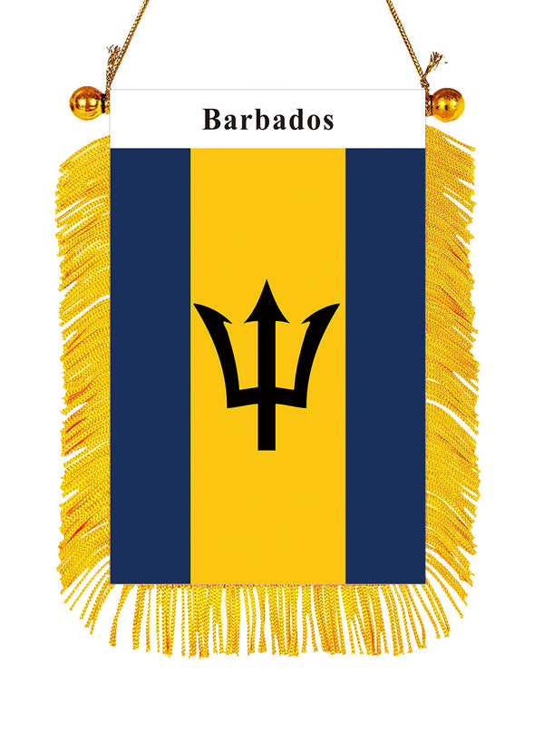 Barbados Rearview Mirror Flag - CaribeHeart Barbados