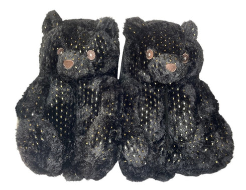 Black & Gold Dots Teddy Slippers - CaribeHeart Teddy