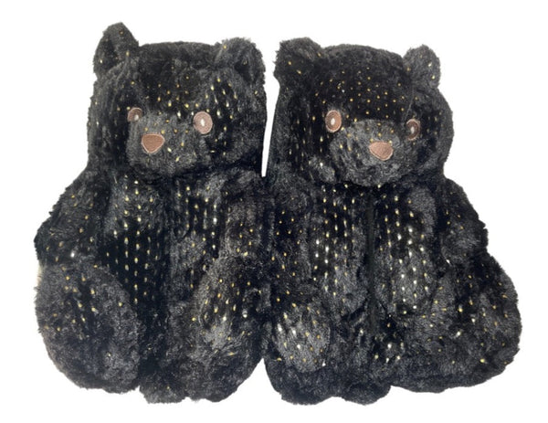 Black & Gold Dots Teddy Slippers - CaribeHeart Teddy