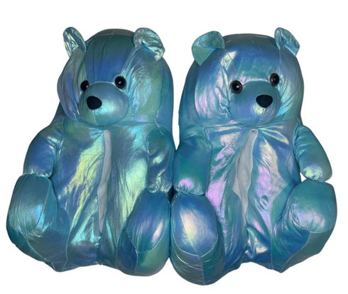 Blue Metallic Teddy Slippers - CaribeHeart Teddy