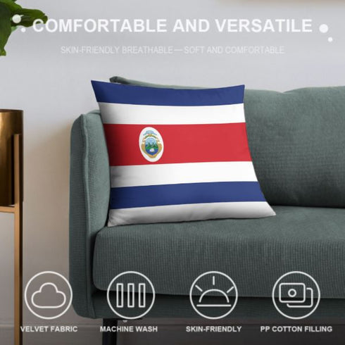Costa Rica Flag Throw Pillow - CaribeHeart Costa Rica