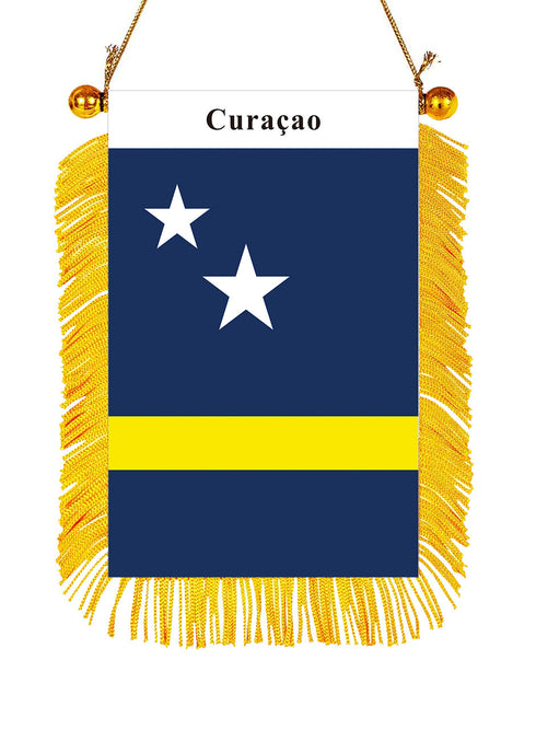 Curacao Rearview Mirror Flag - CaribeHeart Curacao