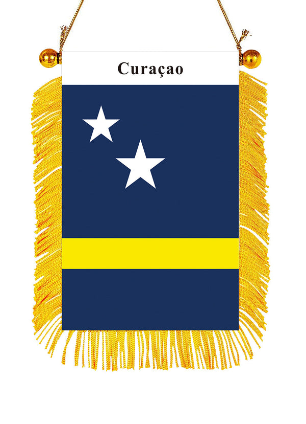 Curacao Rearview Mirror Flag - CaribeHeart Curacao