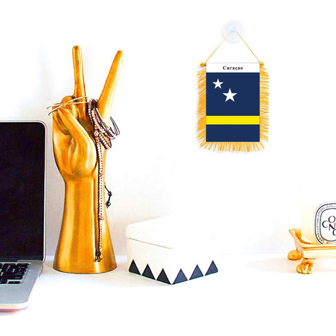 Curacao Rearview Mirror Flag - CaribeHeart Curacao
