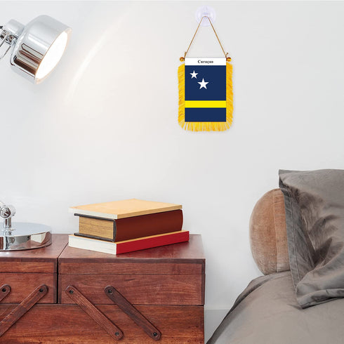 Curacao Rearview Mirror Flag - CaribeHeart Curacao