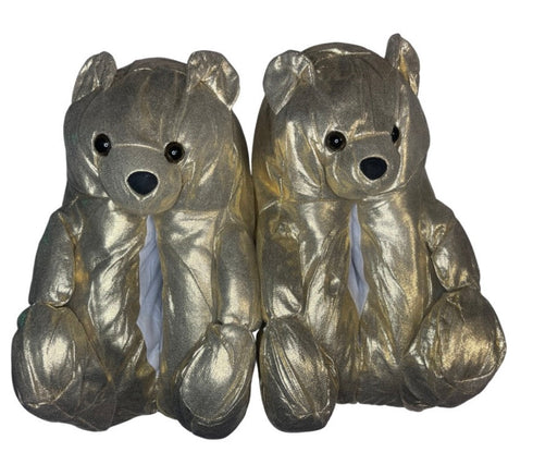 Gold Metallic Teddy Slippers - CaribeHeart Teddy