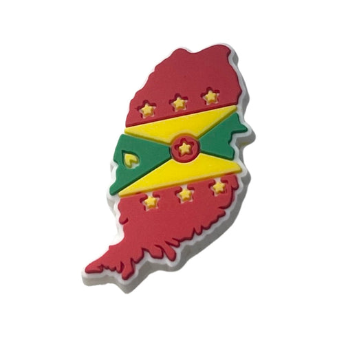 Grenada Flag Map Shoe Charm - CaribeHeart Grenada
