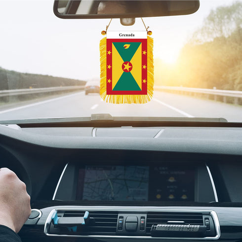 Grenada Rearview Mirror Flag - CaribeHeart Grenada