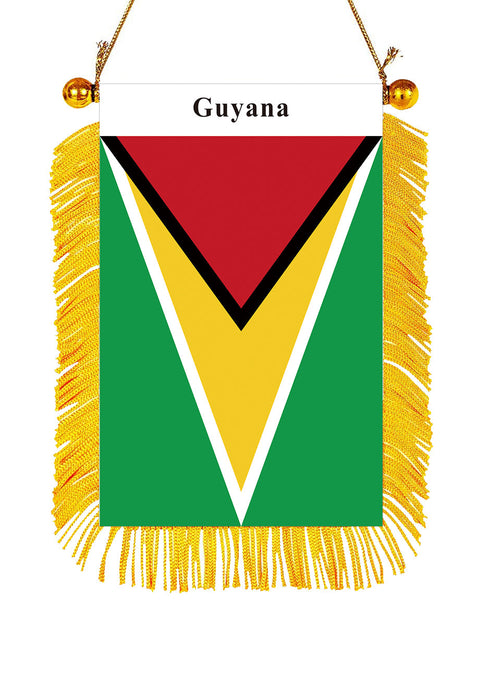 Guyana Rearview Mirror Flag - CaribeHeart Guyana