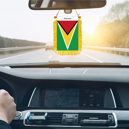 Guyana Rearview Mirror Flag - CaribeHeart Guyana