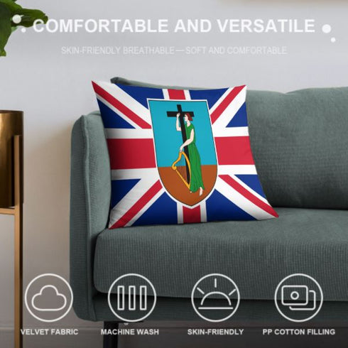 Montserrat Flag Throw Pillow - CaribeHeart Montserrat