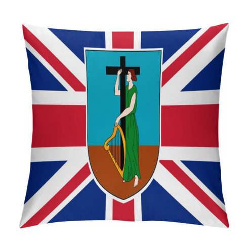 Montserrat Flag Throw Pillow - CaribeHeart Montserrat