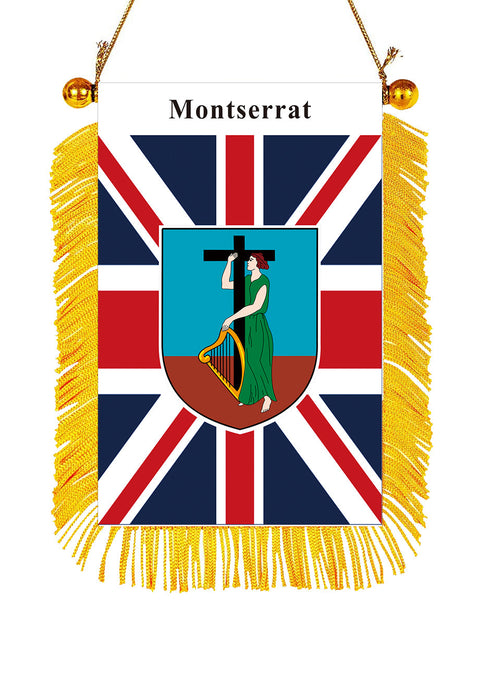 Montserrat Rearview Mirror Flag - CaribeHeart Montserrat