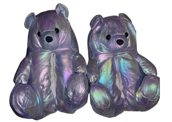 Periwinkle Metallic Teddy Slippers - CaribeHeart Teddy