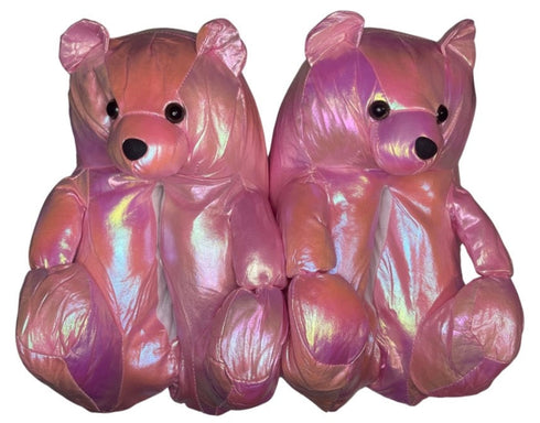 Pink Metallic Teddy Slippers - CaribeHeart Teddy