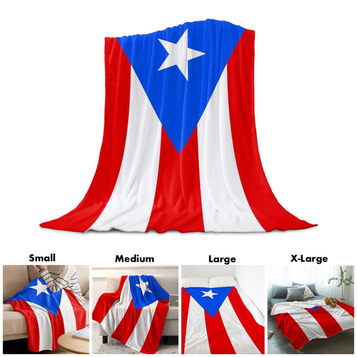 Puerto Rico Flag Coral Fleece Blanket CaribeHeart