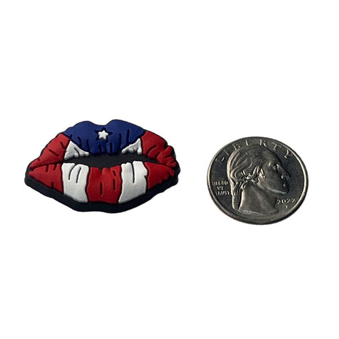 Puerto Rico Flag Lips Shoe Charm - CaribeHeart Puerto Rico