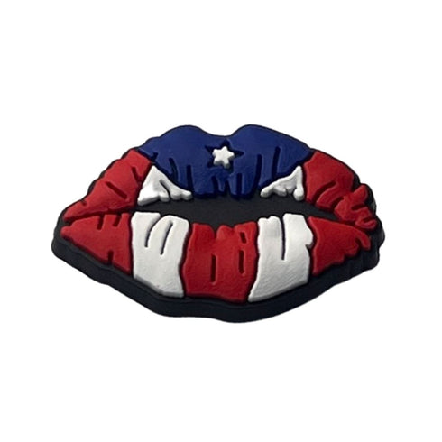 Puerto Rico Flag Lips Shoe Charm - CaribeHeart Puerto Rico