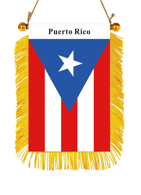 Puerto Rico Rearview Mirror Flag - CaribeHeart Puerto Rico