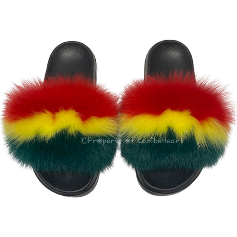 Rasta Fluffy Slipper - CaribeHeart Rasta