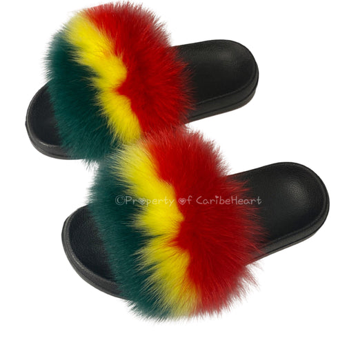 Rasta Fluffy Slipper - CaribeHeart Rasta