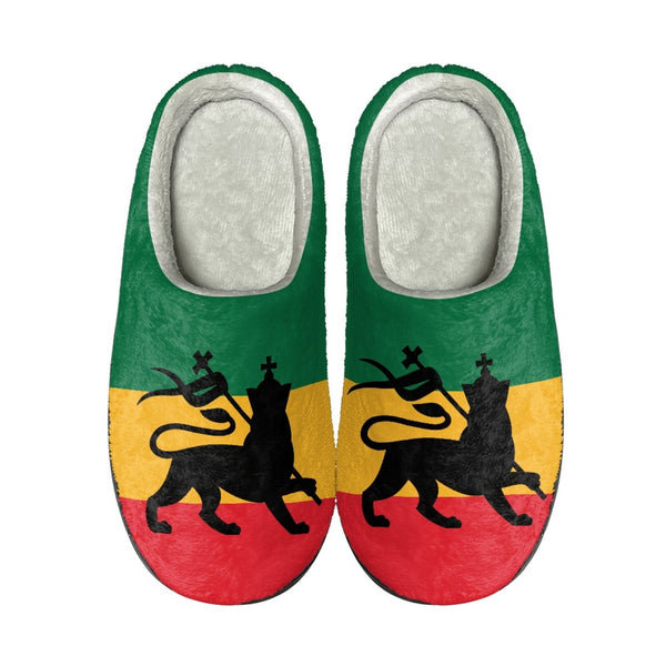 Rasta Lion Of Judah Cotton Slippers - CaribeHeart Rasta