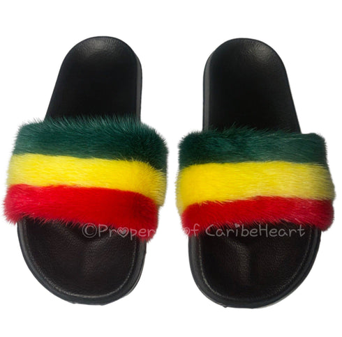 Rasta Mink Slipper - CaribeHeart Rasta