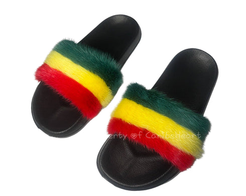 Rasta Mink Slipper - CaribeHeart Rasta