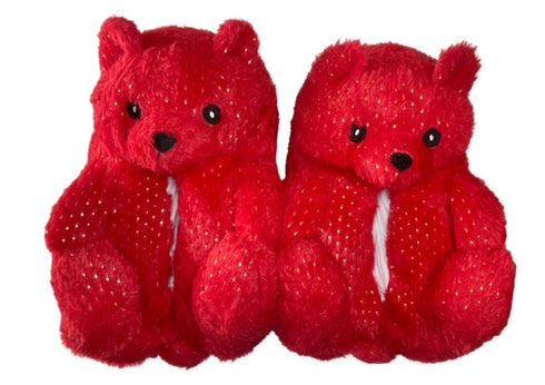 Red & Gold Dots Teddy Slippers - CaribeHeart Teddy