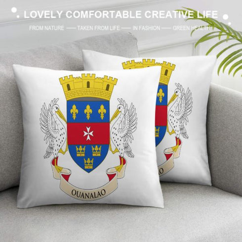 Saint Barthélemy Flag Throw Pillow - CaribeHeart Saint Barthelemy