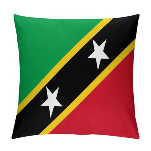 Saint Kitts Flag Throw Pillow - CaribeHeart Saint Kitts