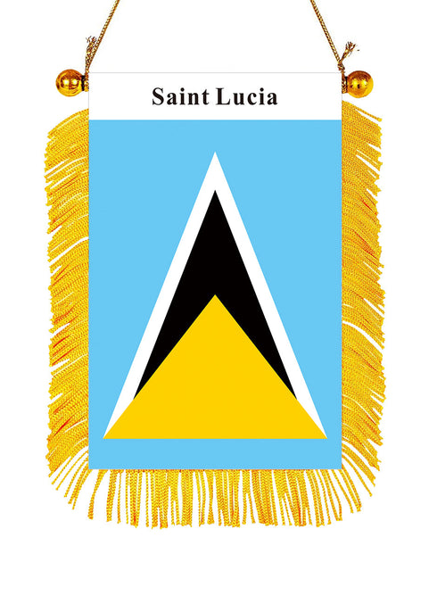Saint Lucia Rearview Mirror Flag - CaribeHeart Saint Lucia