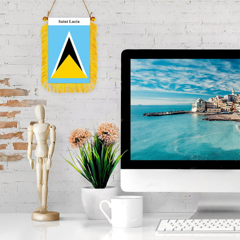 Saint Lucia Rearview Mirror Flag - CaribeHeart Saint Lucia