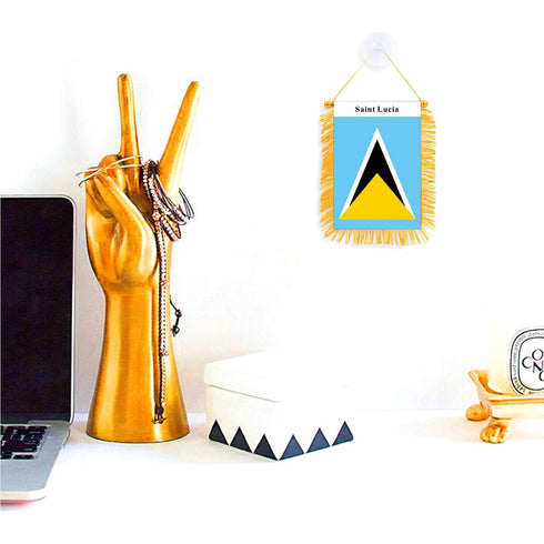 Saint Lucia Rearview Mirror Flag - CaribeHeart Saint Lucia