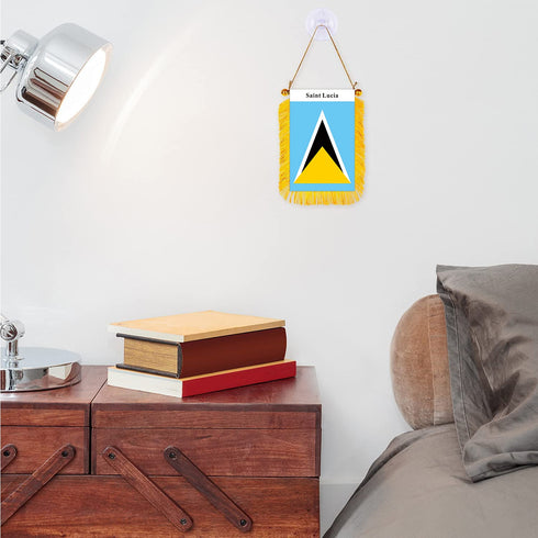 Saint Lucia Rearview Mirror Flag - CaribeHeart Saint Lucia