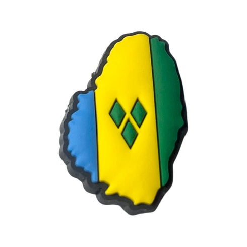 Saint Vincent Flag Map Shoe Charm - CaribeHeart Saint Vincent