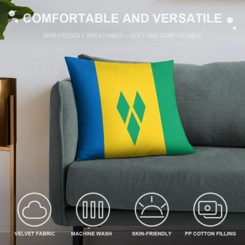 Saint Vincent Flag Throw Pillow - CaribeHeart Saint Vincent