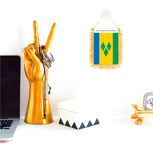 Saint Vincent & The Grenadines Rearview Mirror Flag - CaribeHeart Saint Vincent