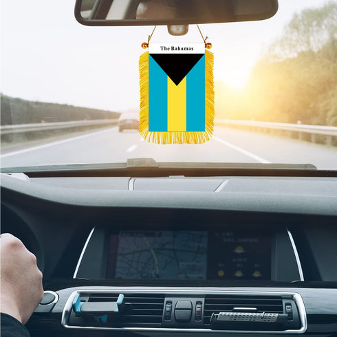 The Bahamas Rearview Mirror Flag - CaribeHeart The Bahamas