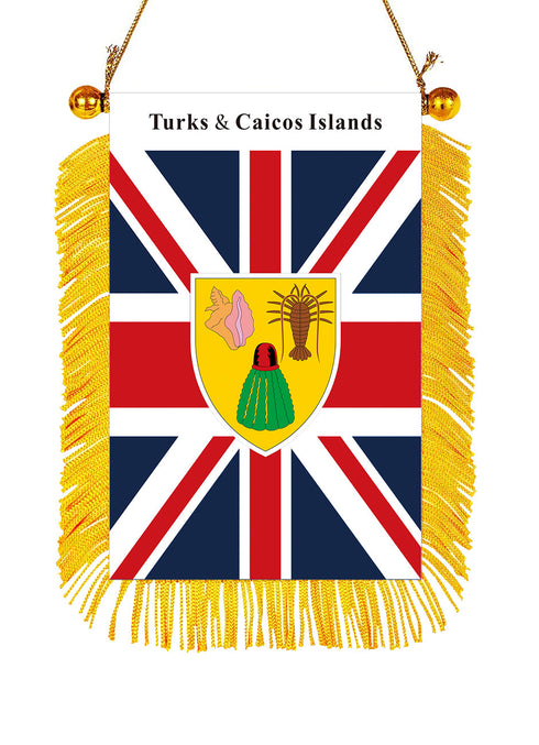 Turks & Caicos Islands Rearview Mirror Flag - CaribeHeart Turks and Caicos